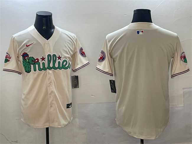 Men%27s Philadelphia Phillies Blank Cream Phanatic Limited Stitched Jersey->philadelphia phillies->MLB Jersey